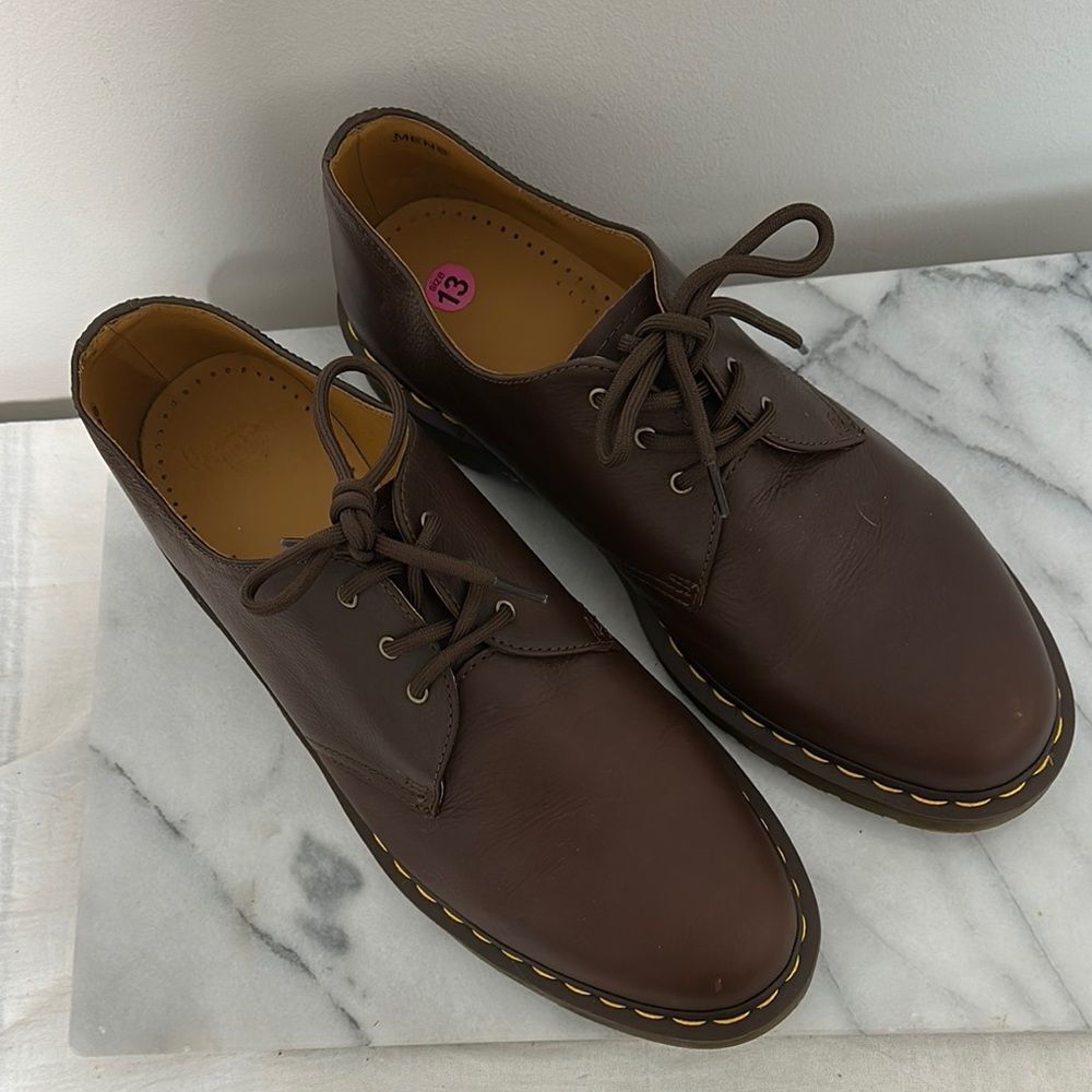 Dr Doc Martens Oxford Classic Brown Leather Men's Shoes Sz 13 NEW no box - Picture 2 of 15